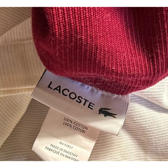 Lacoste Full / Queen Size Luxury Duvet Cover Heavy Cotton Red Maroon White - Picture 8 of 13